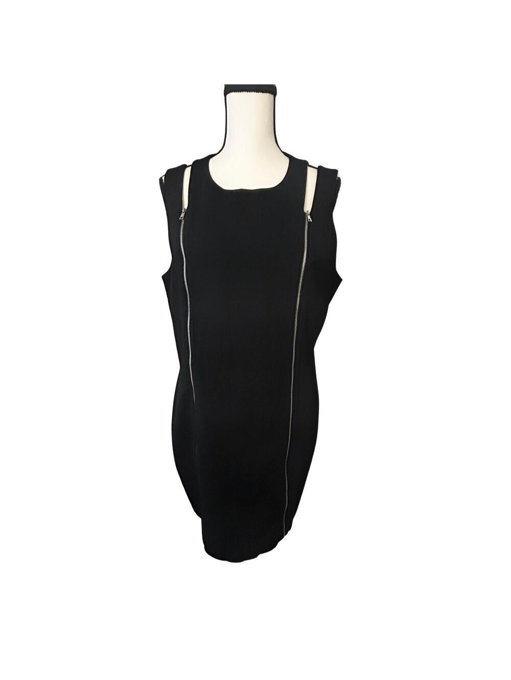 DKNY Black Sleeveless Dress with Front Zipper Size 16